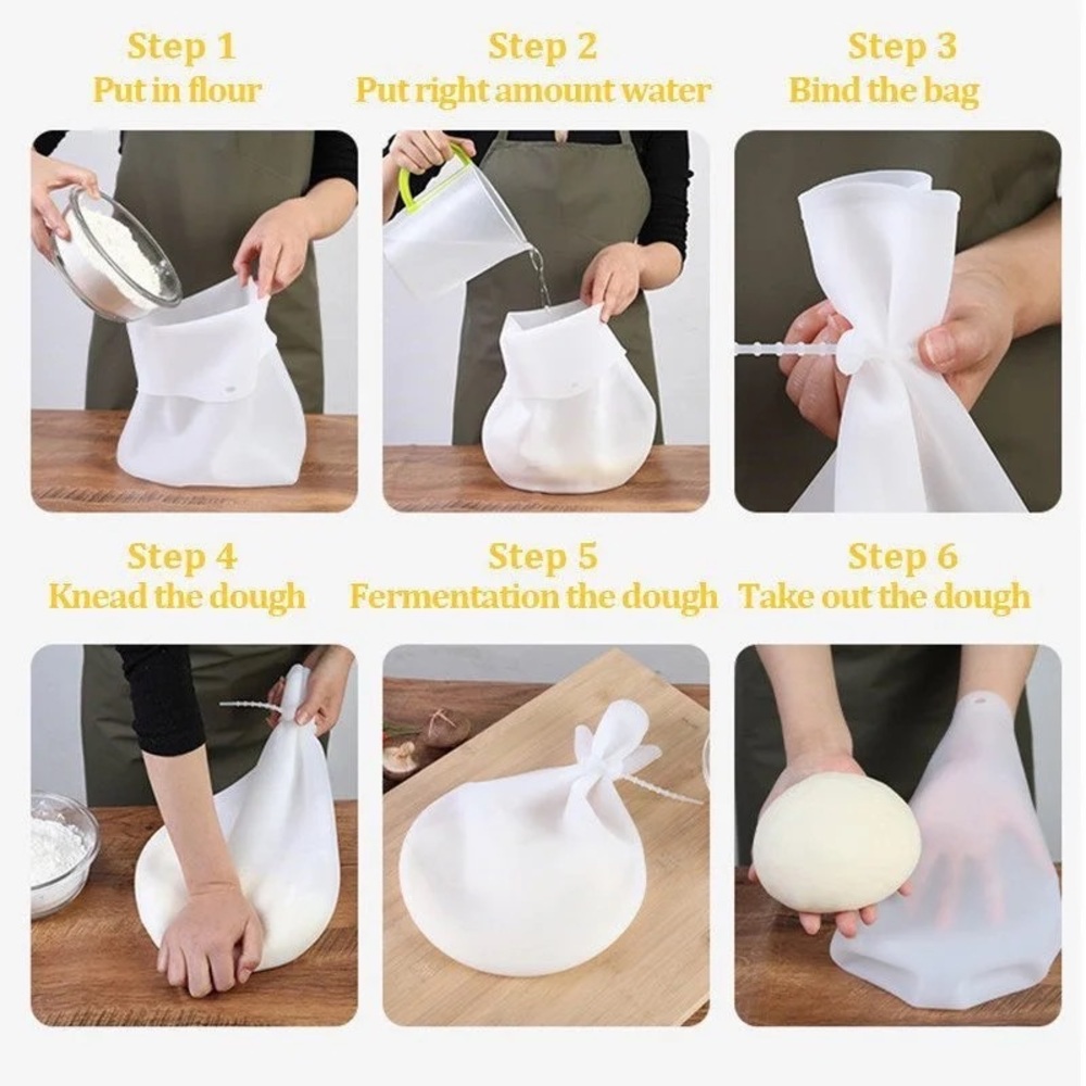 Food Grade Silicone Dough Kneading Bag Kneading Flour Bread Pastry Pizza